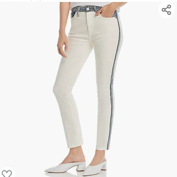 Joie Jeans Size 23 Gracelyn Skinny Borderline White Blue Denim Contrast Seam - Picture 1 of 11